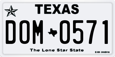 TX license plate DOM0571