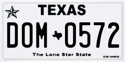 TX license plate DOM0572