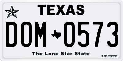 TX license plate DOM0573