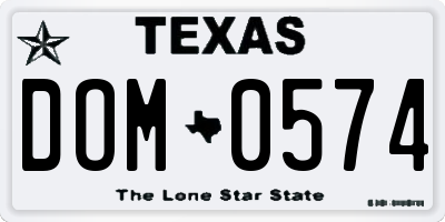 TX license plate DOM0574