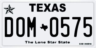 TX license plate DOM0575