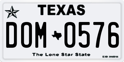 TX license plate DOM0576