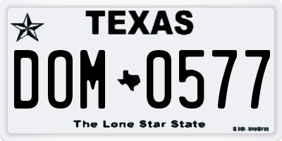 TX license plate DOM0577
