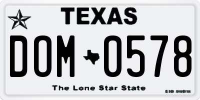 TX license plate DOM0578