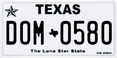 TX license plate DOM0580