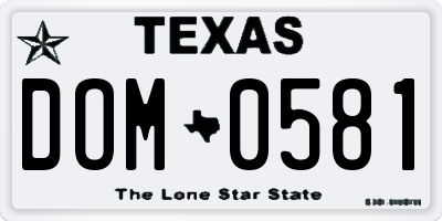 TX license plate DOM0581