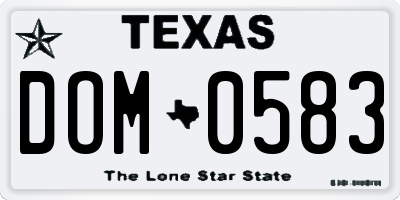 TX license plate DOM0583