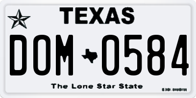 TX license plate DOM0584