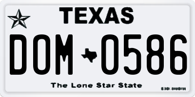 TX license plate DOM0586