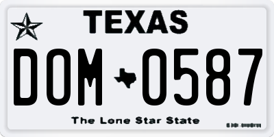 TX license plate DOM0587