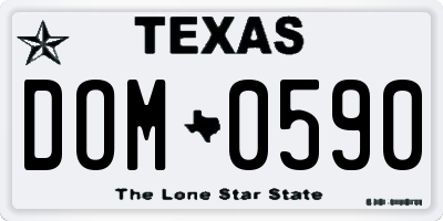 TX license plate DOM0590