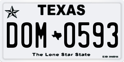 TX license plate DOM0593