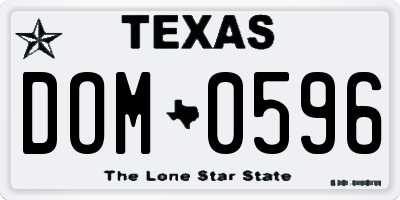 TX license plate DOM0596