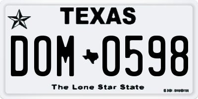 TX license plate DOM0598