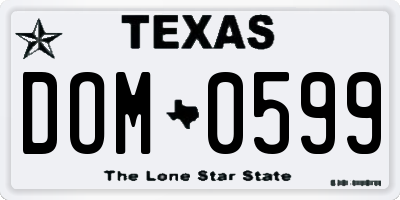 TX license plate DOM0599