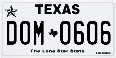 TX license plate DOM0606
