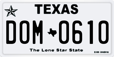 TX license plate DOM0610