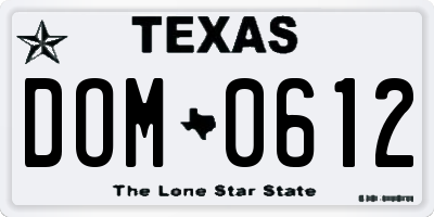 TX license plate DOM0612