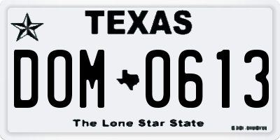 TX license plate DOM0613