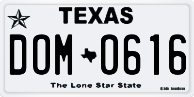 TX license plate DOM0616