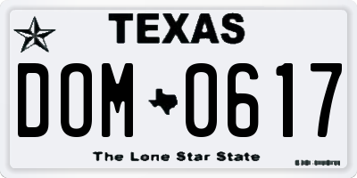 TX license plate DOM0617