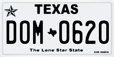TX license plate DOM0620