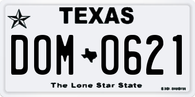 TX license plate DOM0621