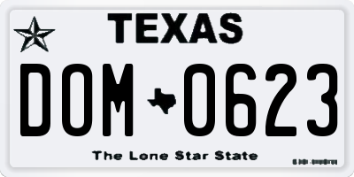 TX license plate DOM0623