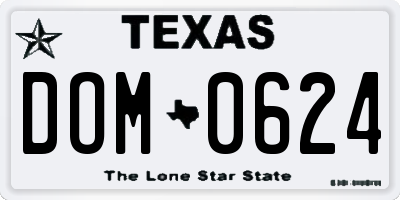 TX license plate DOM0624