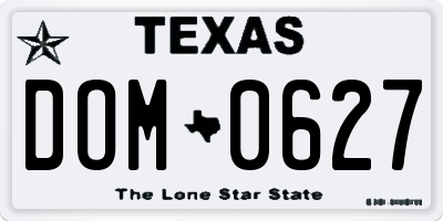 TX license plate DOM0627