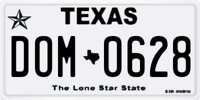 TX license plate DOM0628