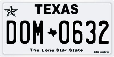 TX license plate DOM0632
