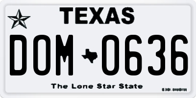 TX license plate DOM0636