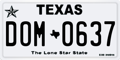 TX license plate DOM0637