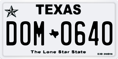 TX license plate DOM0640