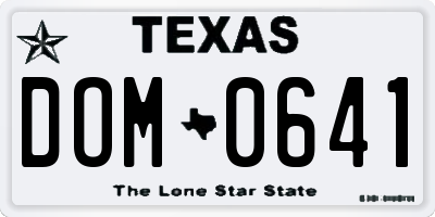 TX license plate DOM0641