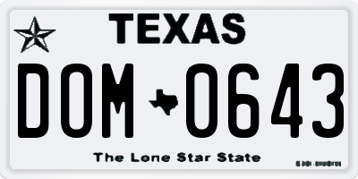 TX license plate DOM0643