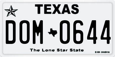 TX license plate DOM0644