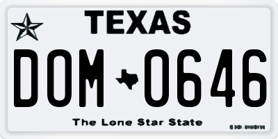 TX license plate DOM0646