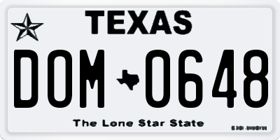 TX license plate DOM0648