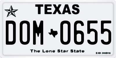 TX license plate DOM0655