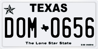 TX license plate DOM0656