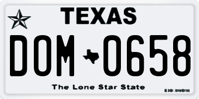 TX license plate DOM0658