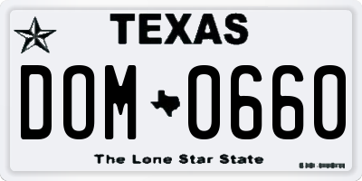 TX license plate DOM0660