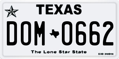 TX license plate DOM0662