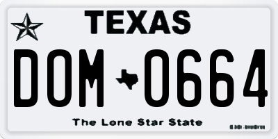 TX license plate DOM0664