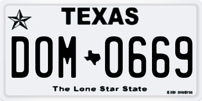 TX license plate DOM0669