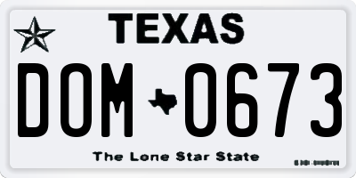 TX license plate DOM0673