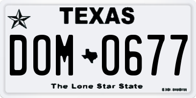 TX license plate DOM0677