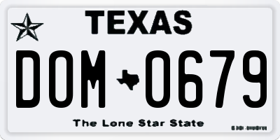 TX license plate DOM0679